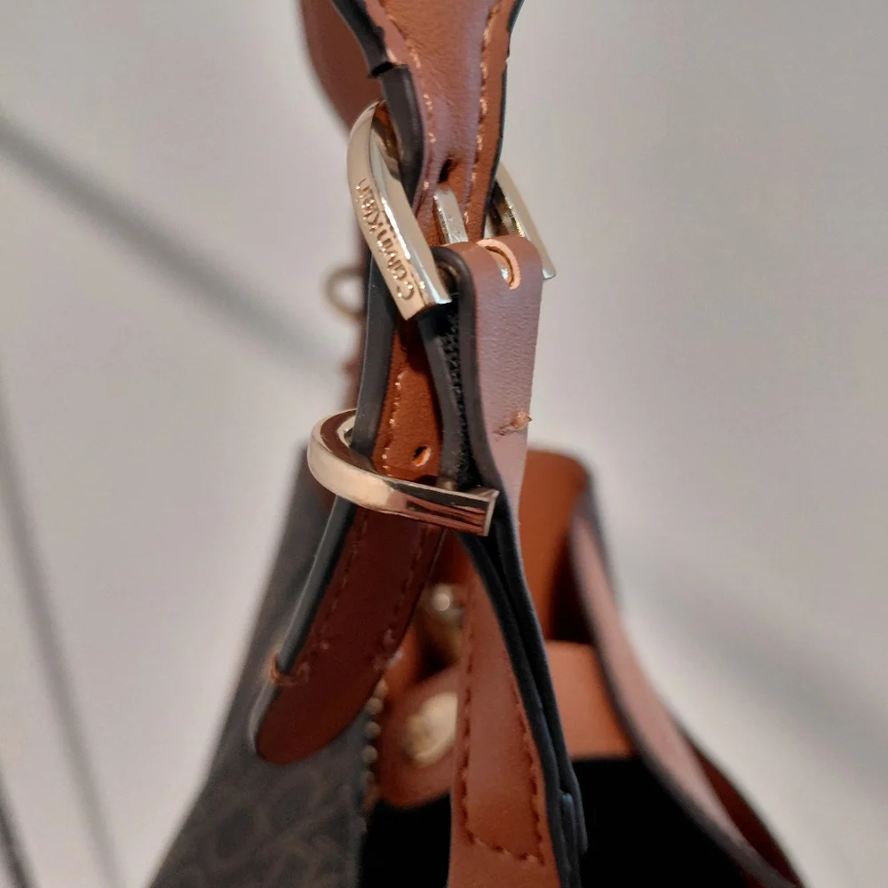 Calvin Klein Brown Leather Trim Tote - Picture 5 of 10